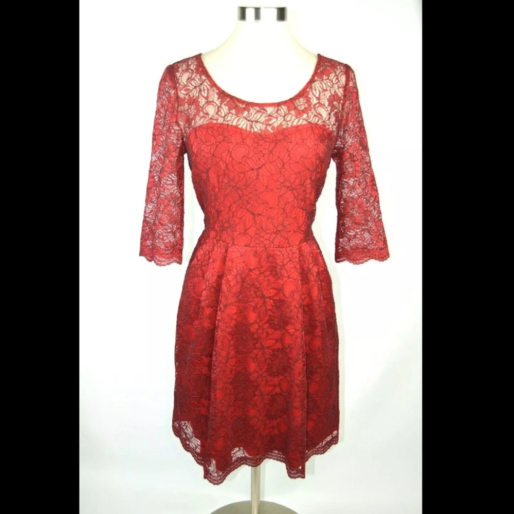 Betsey Johnson 14 Red Lace Dress